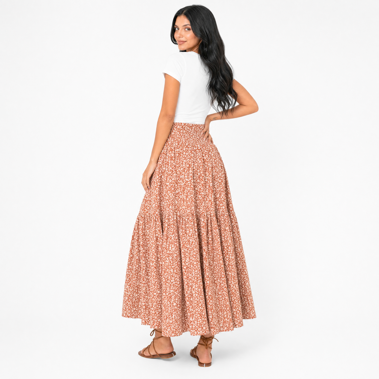 Tiered Floral Maxi Skirt