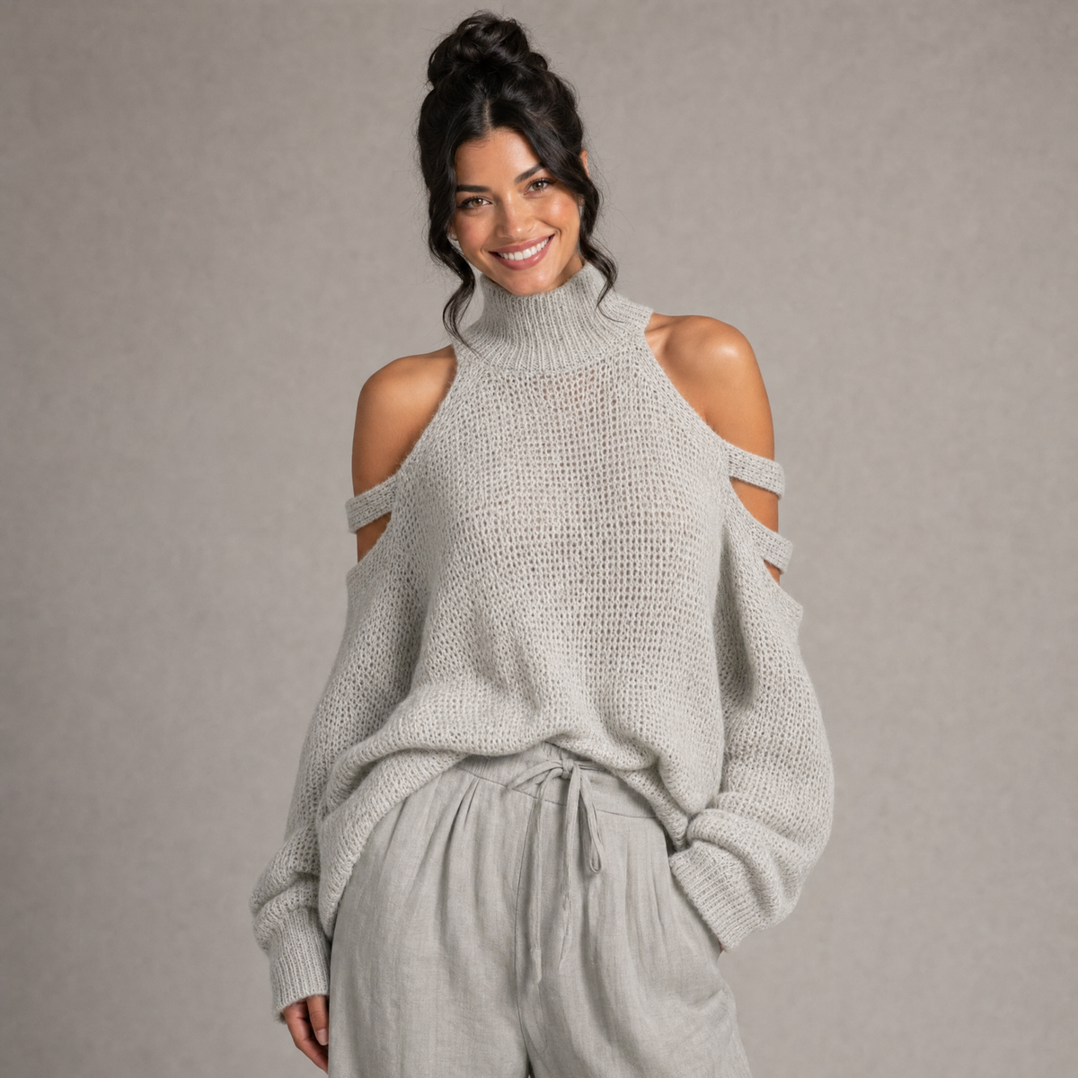Chic Cold-Shoulder Knit Set