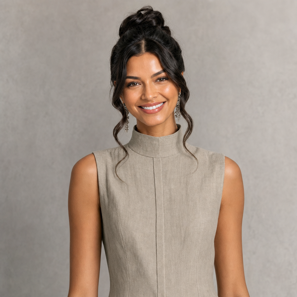 Chic High-Neck Peplum Top & Wide-Leg Pants Set