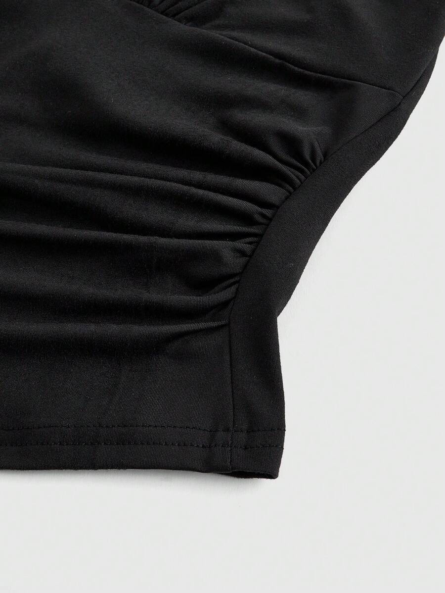 Ruched V-Neck Halter Top