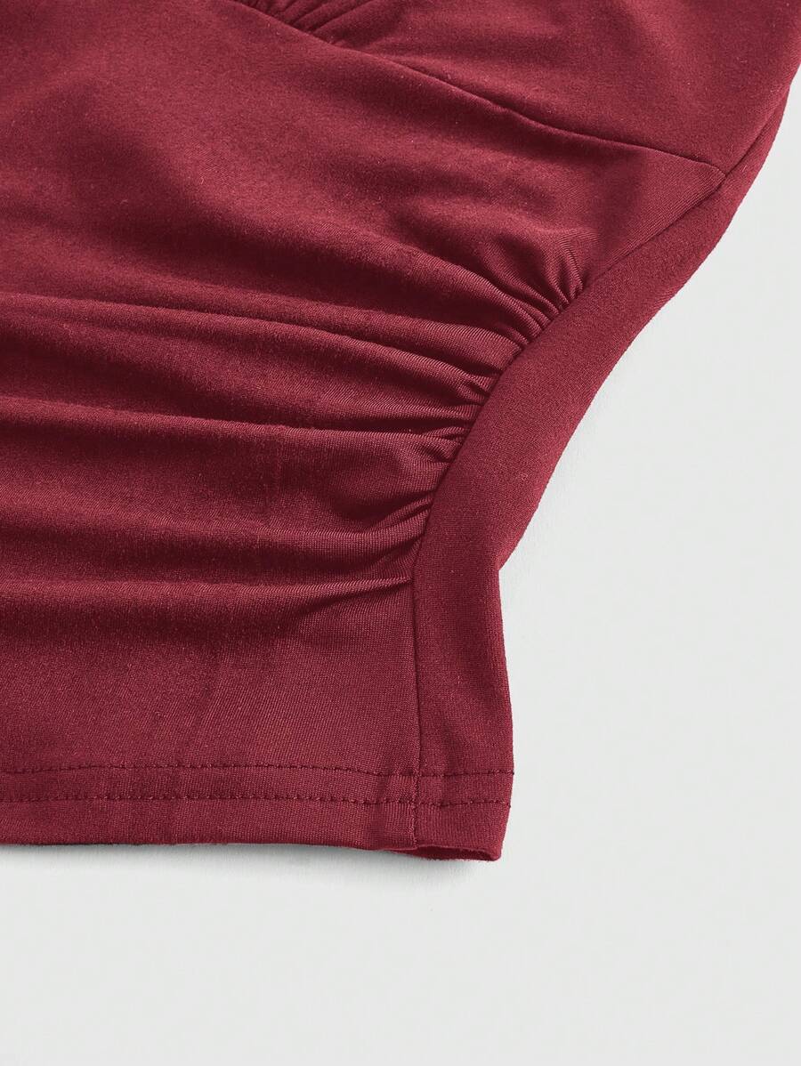 Ruched V-Neck Halter Top