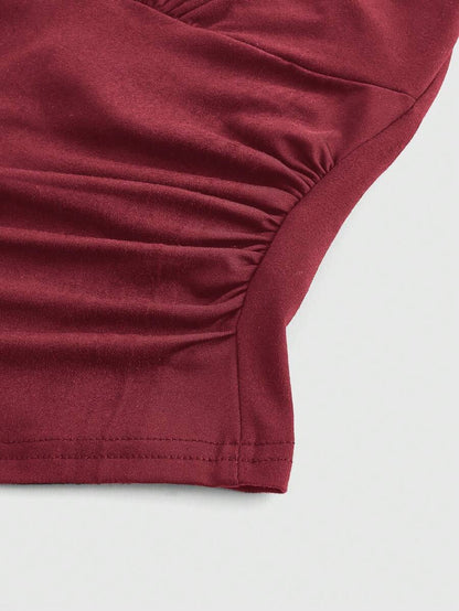 Ruched V-Neck Halter Top