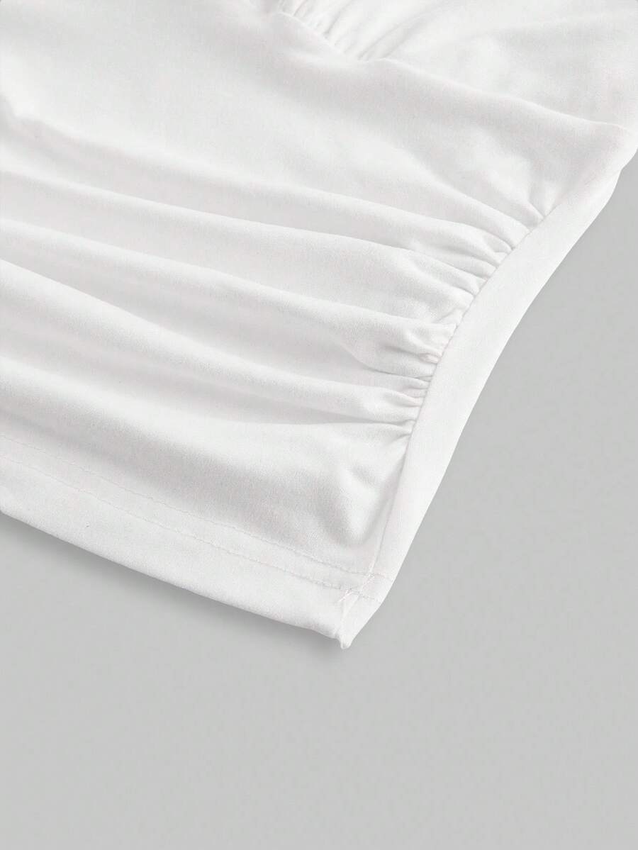 Ruched V-Neck Halter Top