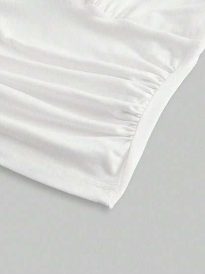 Ruched V-Neck Halter Top