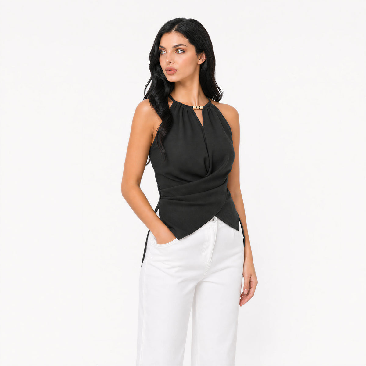 Cotton Halter Wrap Top