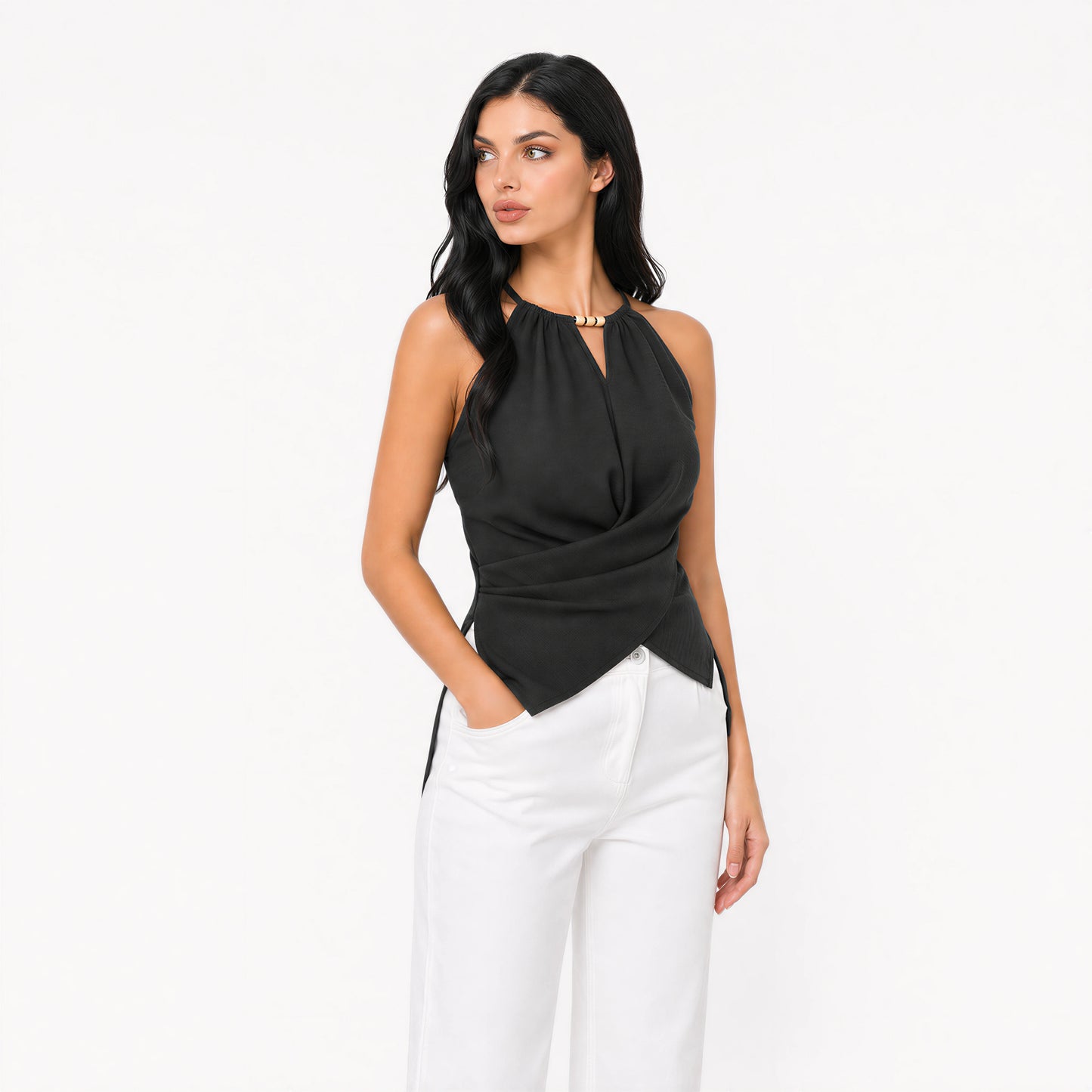 Cotton Halter Wrap Top