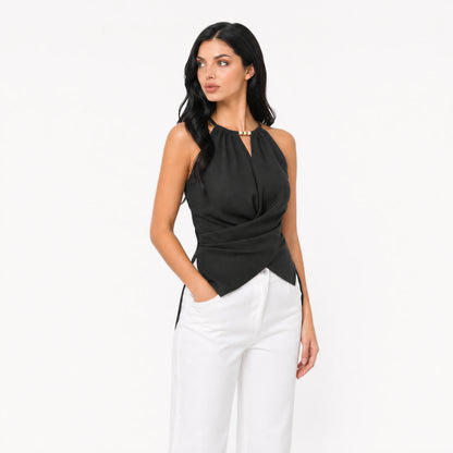 Cotton Halter Wrap Top