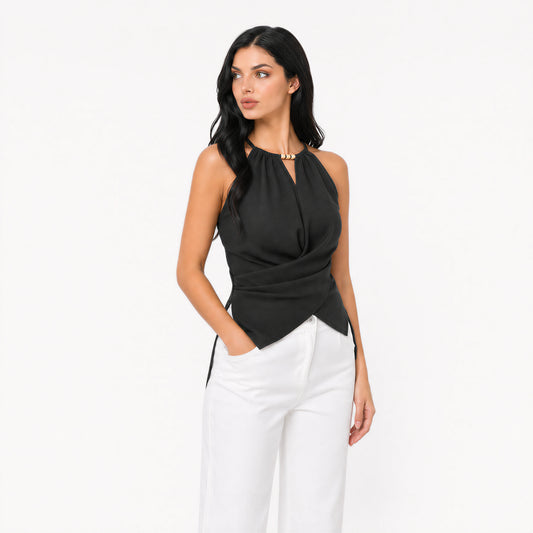 Cotton Halter Wrap Top