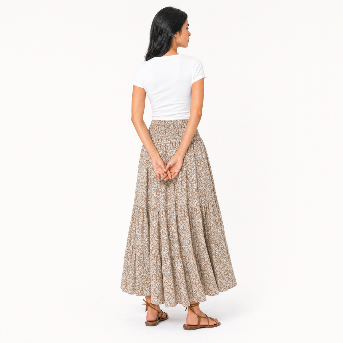 Tiered Floral Maxi Skirt