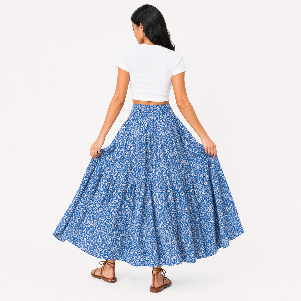Tiered Floral Maxi Skirt