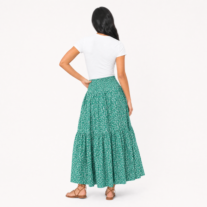Tiered Floral Maxi Skirt
