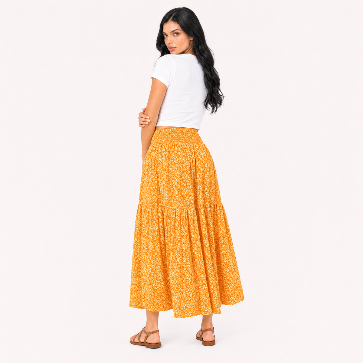 Tiered Floral Maxi Skirt