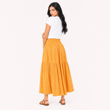 Tiered Floral Maxi Skirt