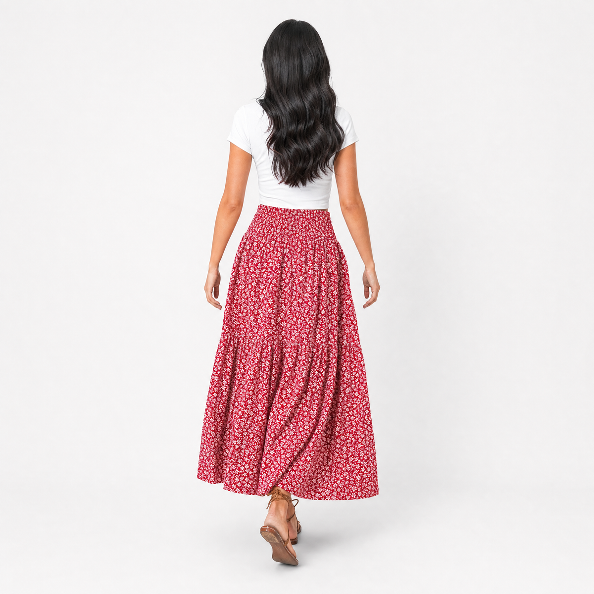 Tiered Floral Maxi Skirt