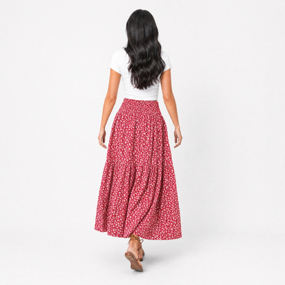 Tiered Floral Maxi Skirt