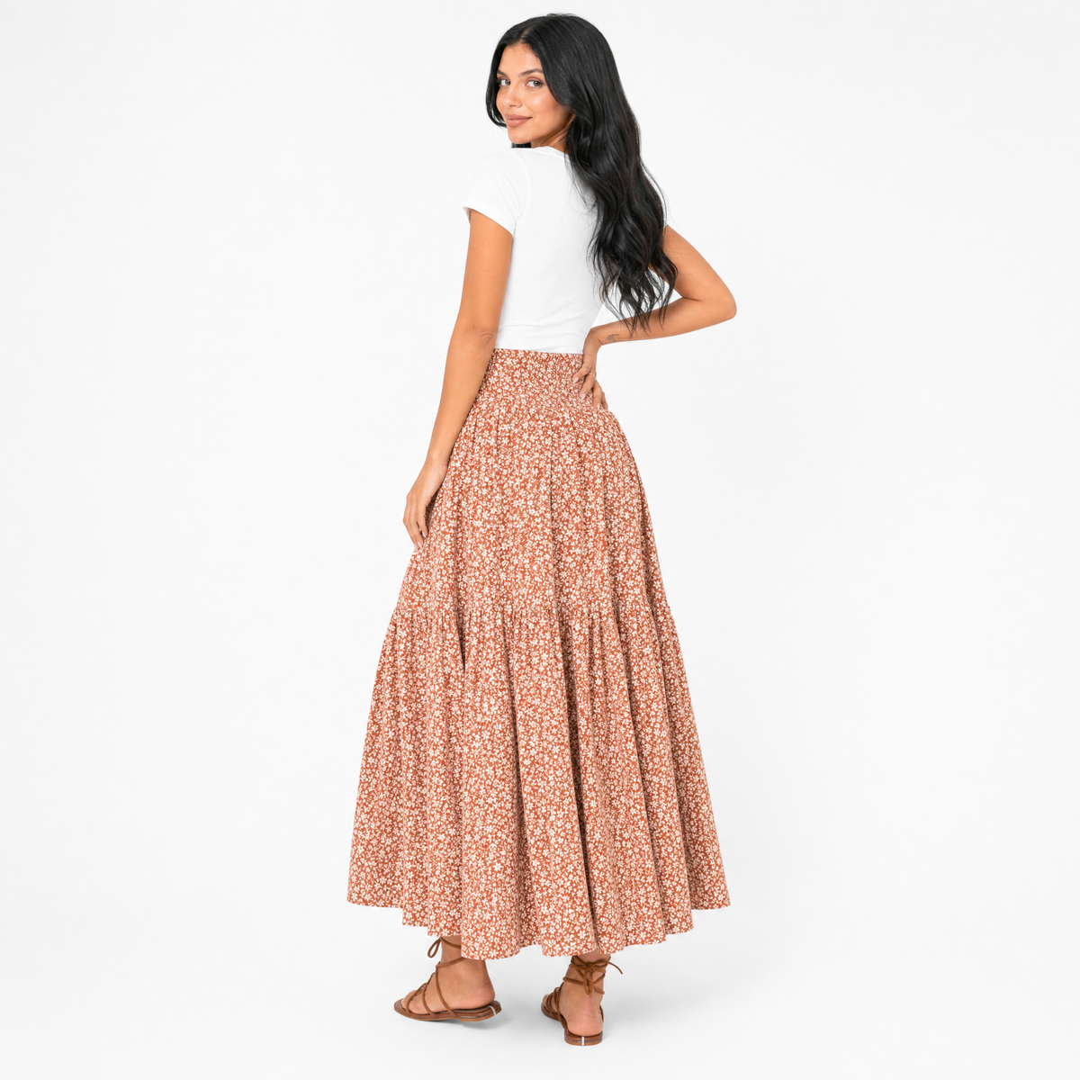 Tiered Floral Maxi Skirt