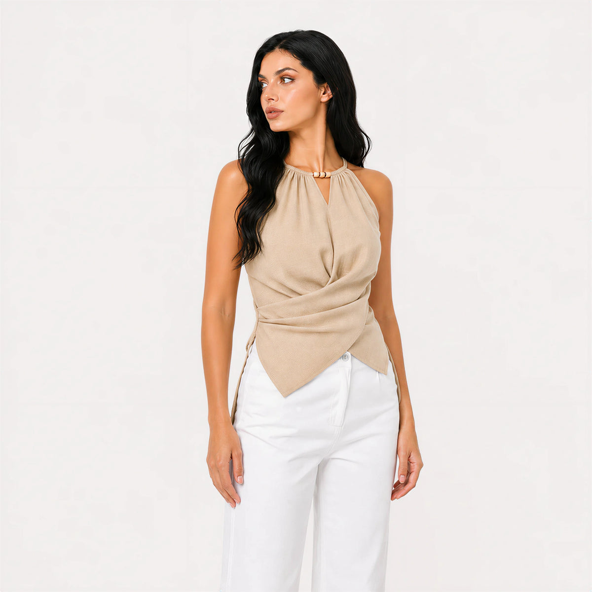 Cotton Halter Wrap Top