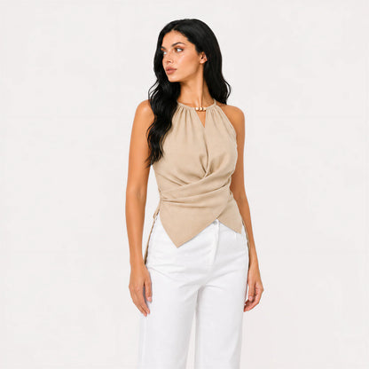 Cotton Halter Wrap Top