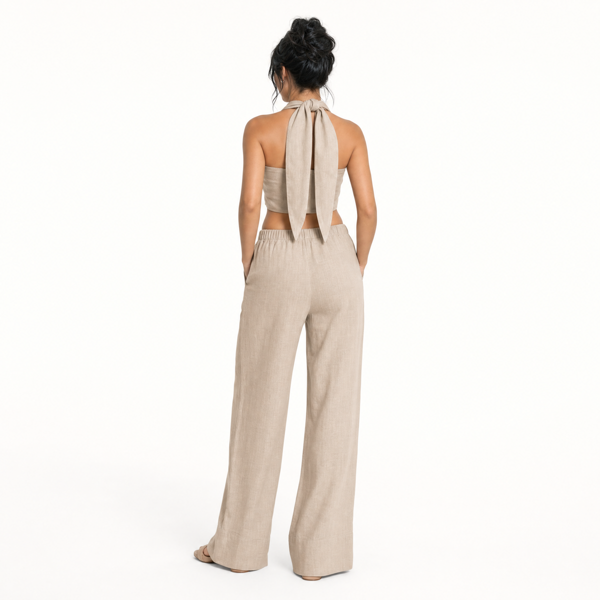 The Sienna Linen Cross-Front Two-Piece Set