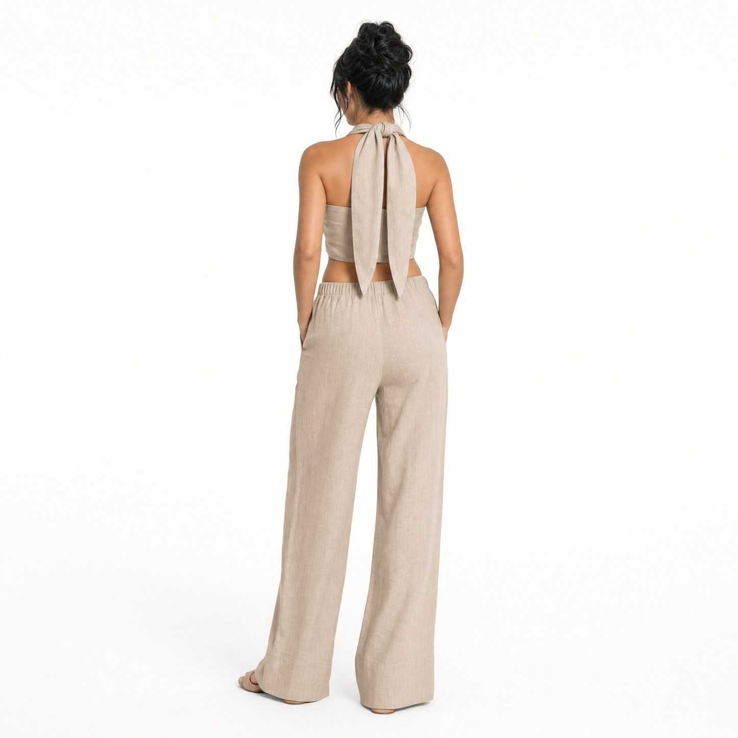 The Sienna Linen Cross-Front Two-Piece Set