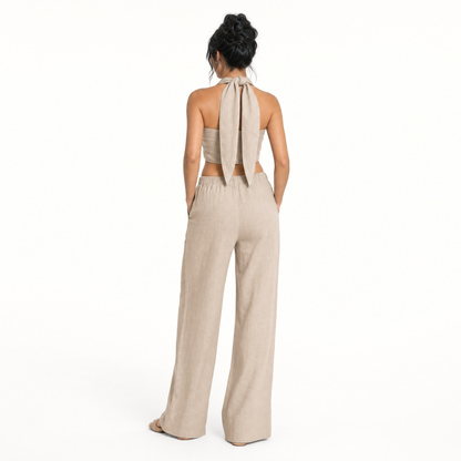 The Sienna Linen Cross-Front Two-Piece Set