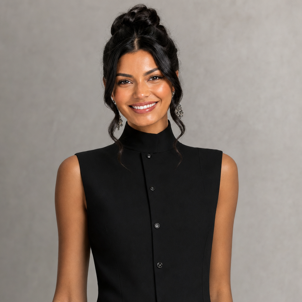 Chic High-Neck Peplum Top & Wide-Leg Pants Set