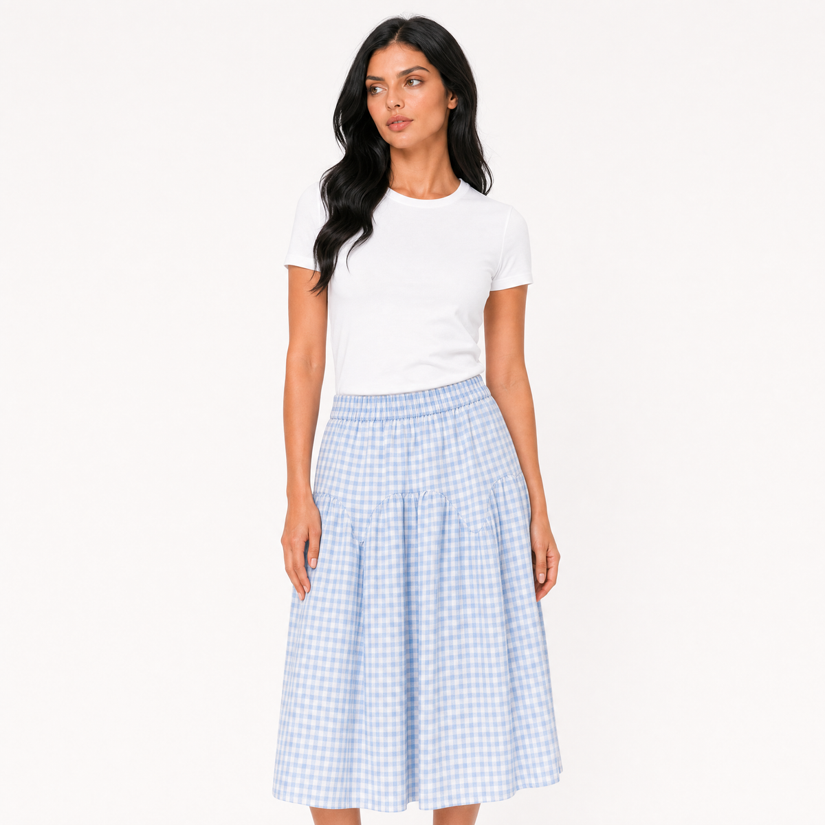 Summer Gingham Flow Skirt