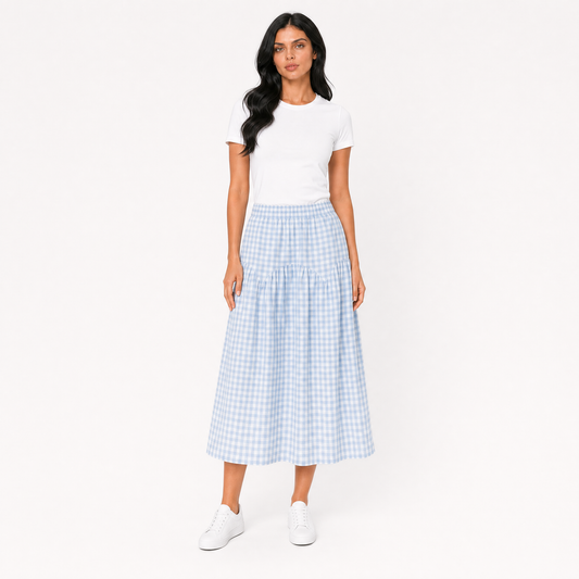 Summer Gingham Flow Skirt