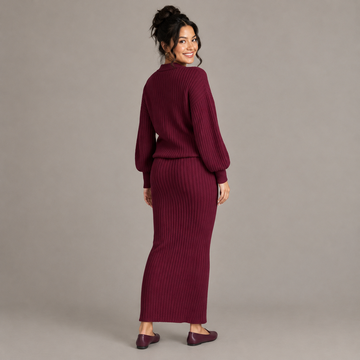 Autumn V-Neck Knitted Set