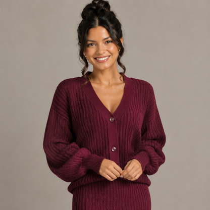 Autumn V-Neck Knitted Set