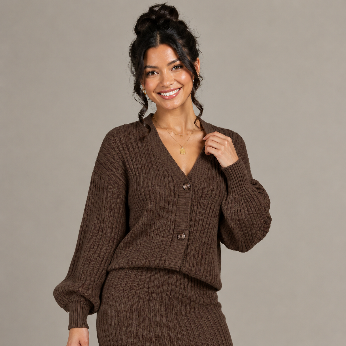 Autumn V-Neck Knitted Set