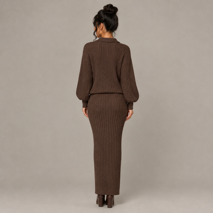 Autumn V-Neck Knitted Set
