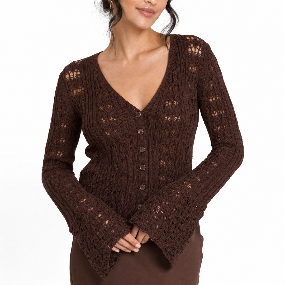 Bell Sleeve Knit Crop Top