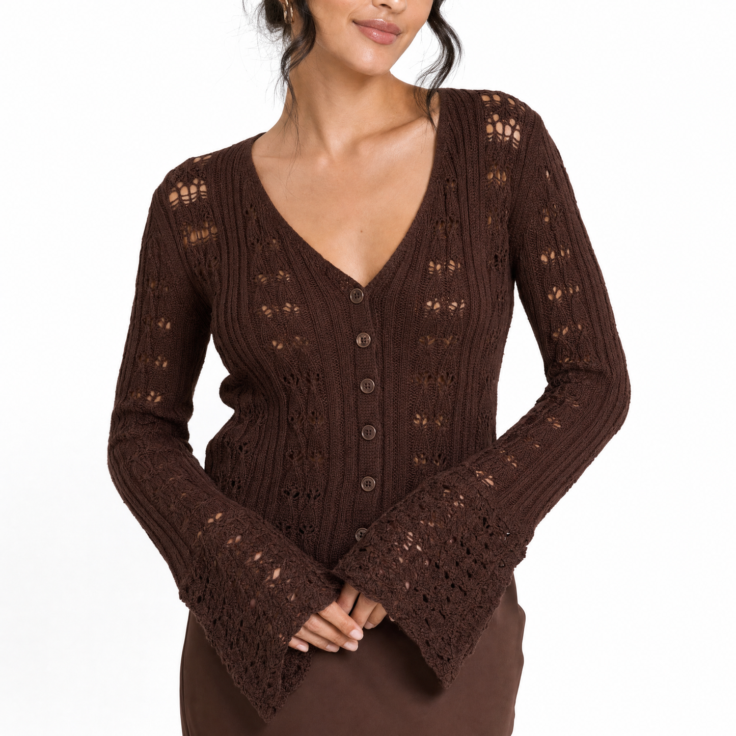 Bell Sleeve Knit Crop Top