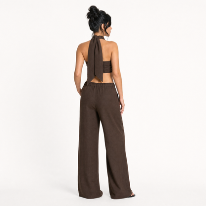 The Sienna Linen Cross-Front Two-Piece Set