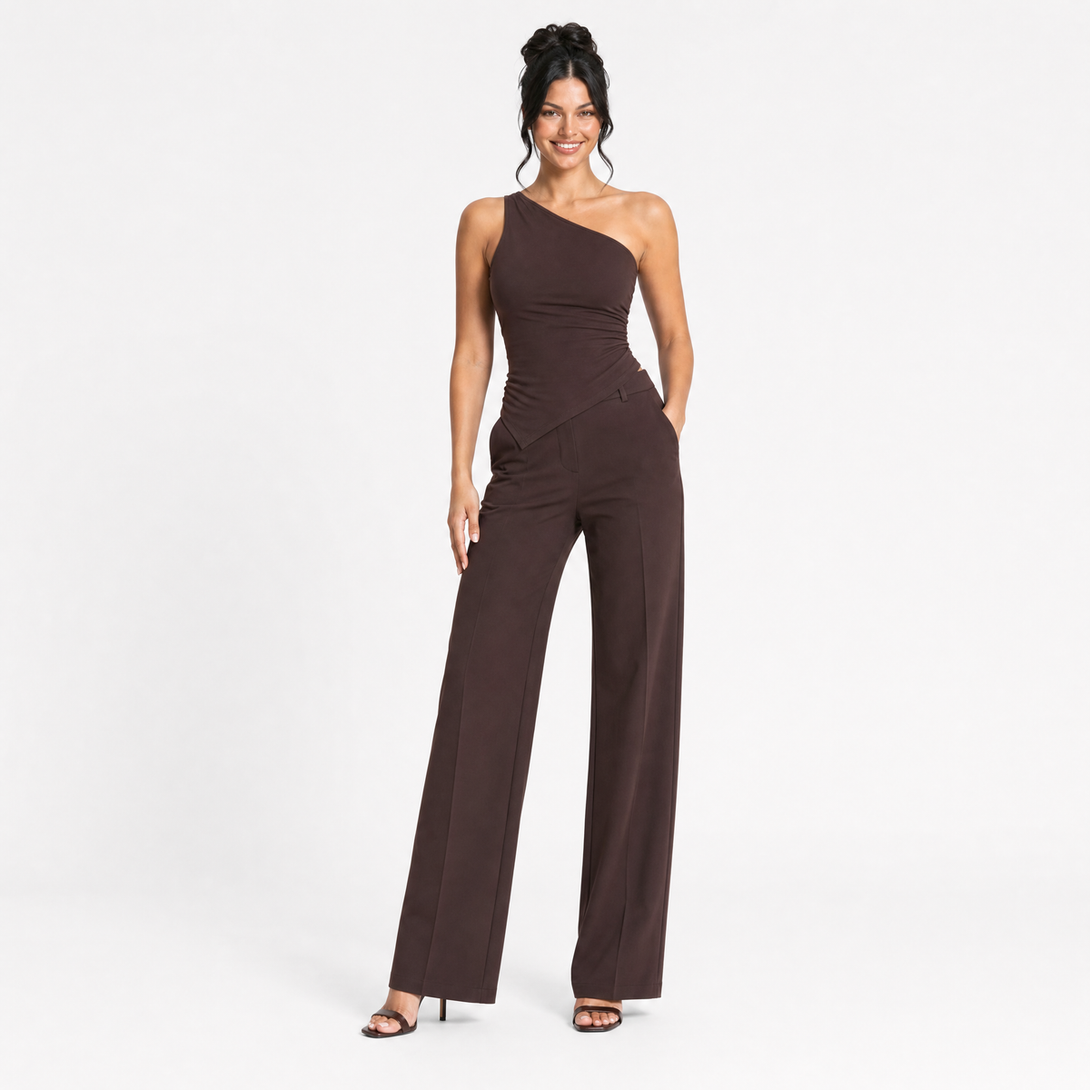 One-Shoulder Ribbed Knit Top