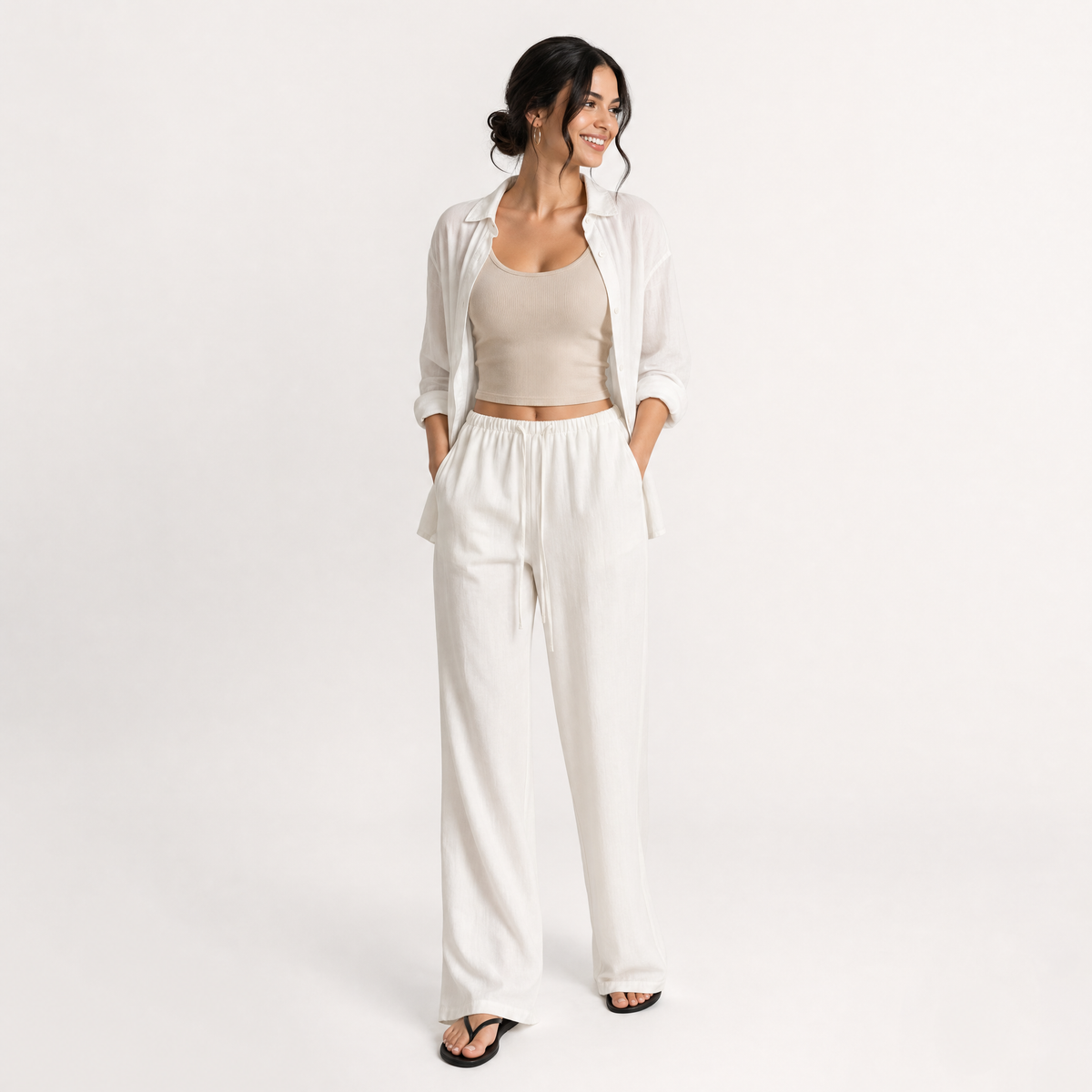 Pleated Wide-Leg Pants