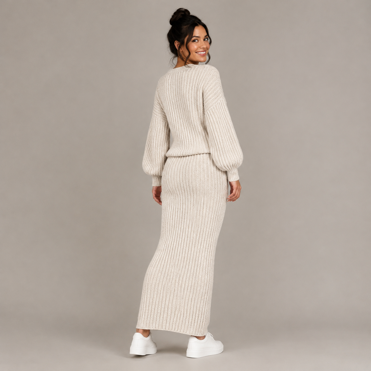 Autumn V-Neck Knitted Set