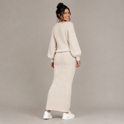Autumn V-Neck Knitted Set