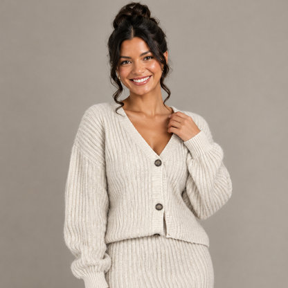 Autumn V-Neck Knitted Set