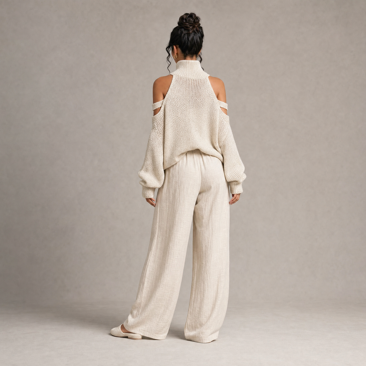 Chic Cold-Shoulder Knit Set
