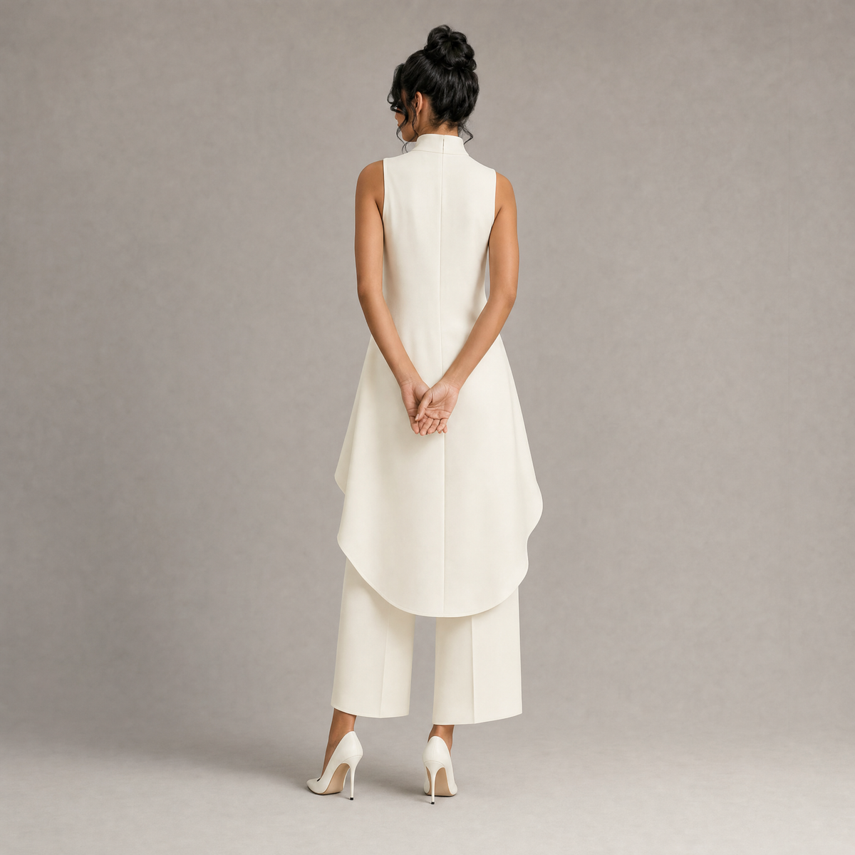 Chic Layered High-Neck Top & Culotte Set