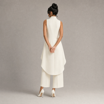 Chic Layered High-Neck Top & Culotte Set
