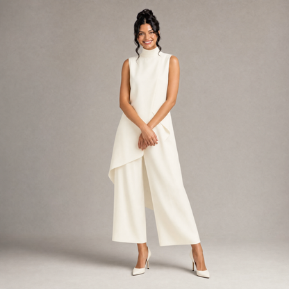 Chic Layered High-Neck Top & Culotte Set