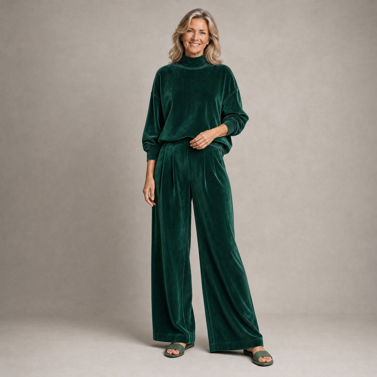 Chic Velvet Balloon-Sleeve Lounge Set