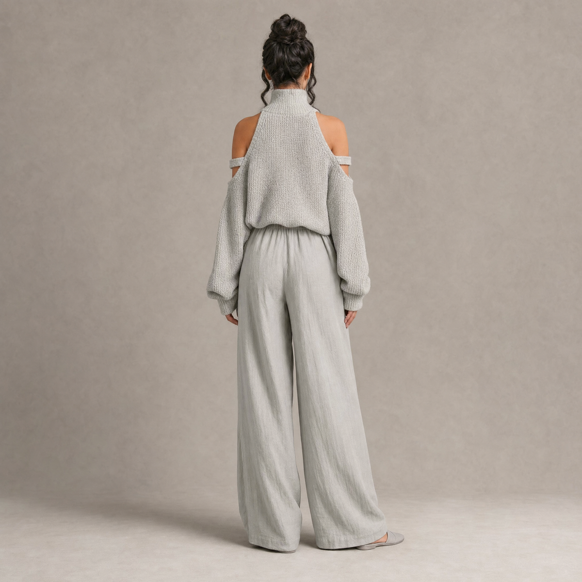 Chic Cold-Shoulder Knit Set