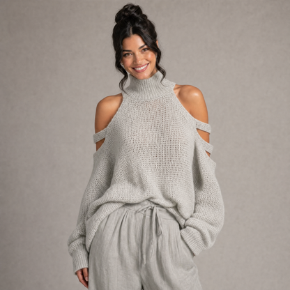 Chic Cold-Shoulder Knit Set