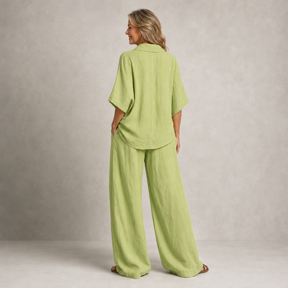Elegant Casual Linen Two-Piece Lounge Set