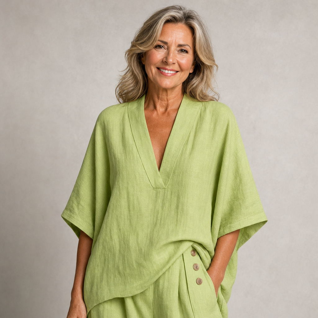 Elegant Casual Linen Two-Piece Lounge Set