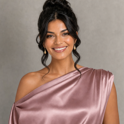 Satin One-Shoulder Top & Wide-Leg Pants Set